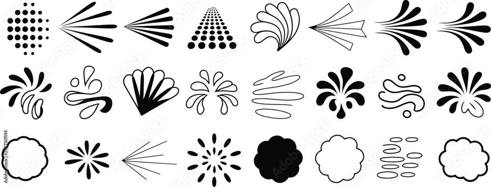 Fototapeta premium Spray icon set perfume deodorant paint water spray vector illustration