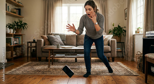  A person dropping their mobile phone