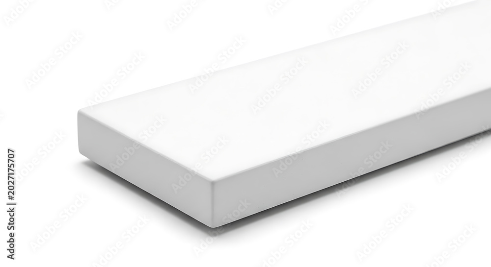 Fototapeta premium Minimalist white rectangular box with beveled edges, clean geometric shape, isolated on white background