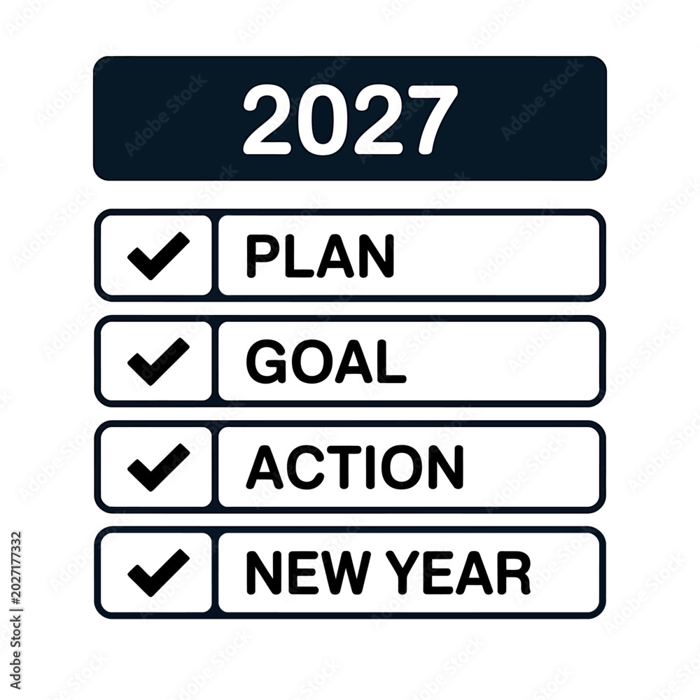 Fototapeta premium Newyear plan goal action checklist for 2027 on white background