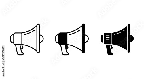 Fotografie Megaphone Icons Set, Announcement Loudspeaker Graphics, Communication Symbols, V