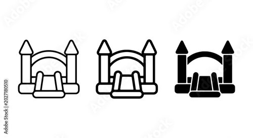 Konstfotografi Bouncy Castle Icons: Outline, Filled, Silhouette Vector Graphics for Playful Eve