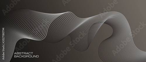 Photos Modern monochrome abstract background with smooth flowing line waves, dark gradient tones, and elegant minimal composition