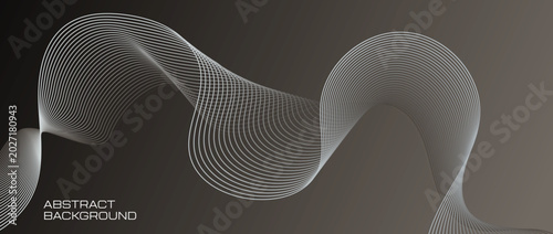 Tableau sur toile Elegant dark abstract background featuring white linear wave patterns, smooth curves, and futuristic minimal style