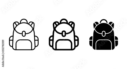 Backpack Icons: Outline, Filled, and Silhouette Vector Graphics for Travel and School