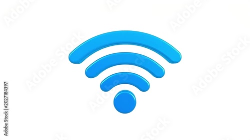 Blue wifi symbol on a white background
