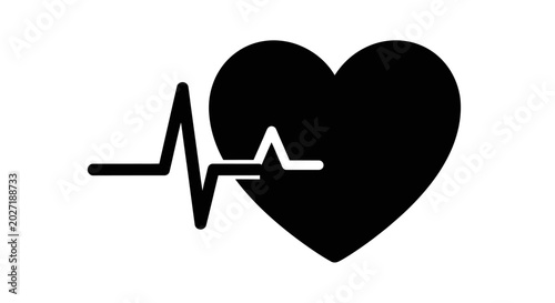 Foto Heart icon paired with an electrocardiogram line symbolizes cardiovascular health and medical monitoring