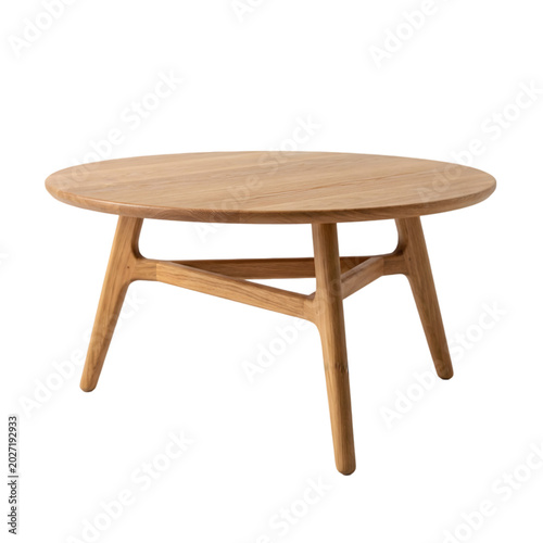 Modern wooden coffee table isolated on transparent background
