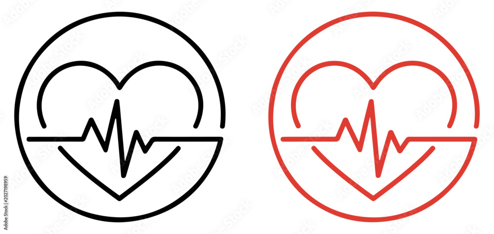 Fototapeta premium heartbeat cardiogram medical icon set