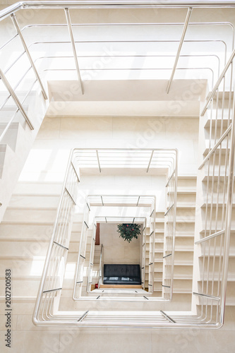 Top View of Spiral Staircase Interior Architecture