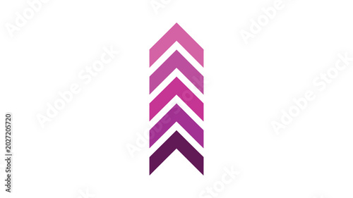 Stack of colorful chevron arrows pointing upwards isolated on transparent background success growth concept.