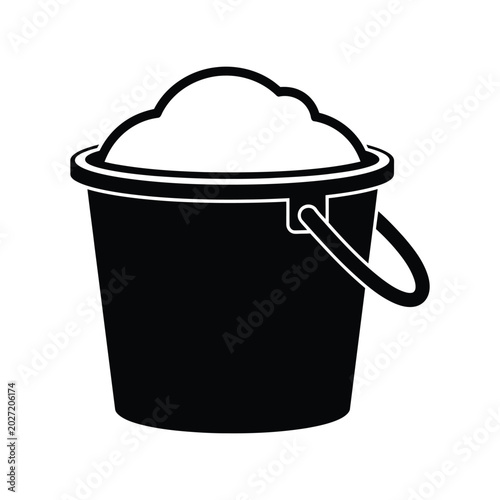 Cuadro en lienzo Cleaning bucket silhouette vector icon with soap foam isolated on white backgrou