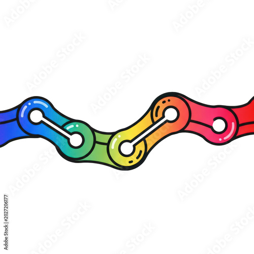 Colorful abstract geometric link chain design isolated on transparent background