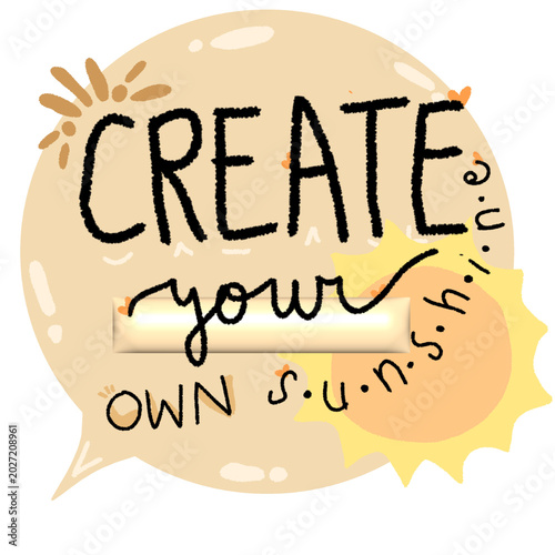 Positive sunshine quote decorative graphic design