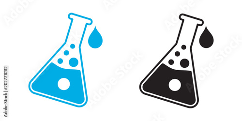 Foto Teal and Black Erlenmeyer Conical Flask Icon Set, lab glassware vector icon coll