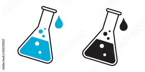 Bild auf Leinwand Teal and Black Erlenmeyer Conical Flask Icon Set, laboratory glassware vector il