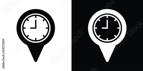 Konstfotografi Vector map pin icon with clock face symbol