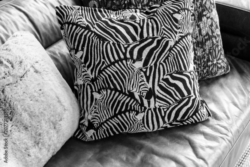 Zebra pillow black and white