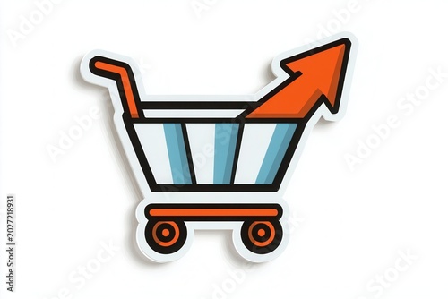Shopping cart with upward arrow graphic