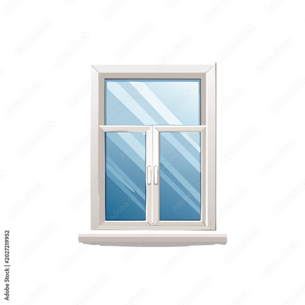 Obraz premium Clean white window with glass illustration isolated on a white background