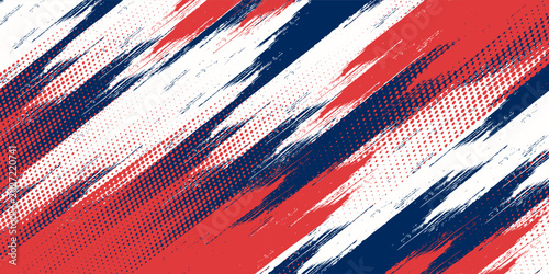 Abstract sport brush texture and pattern on blue background. Wrap car concept with red and white grunge. Vector illustration
