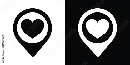 Canvastavla Heart symbol inside a map pointer
