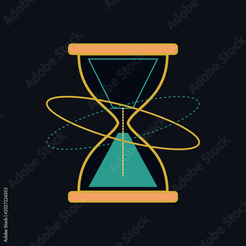 Bild auf Leinwand Abstract flat vector illustration depicting cosmic hourglass with orbital rings