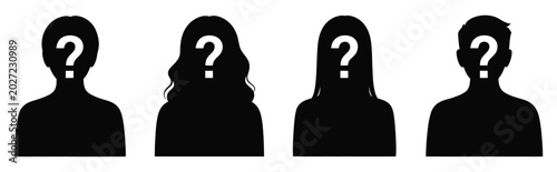 Bild auf Leinwand Anonymous person icon set with unknown man and woman avatar silhouettes in flat
