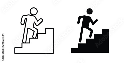 Stairs climbing icon simple illustration set. Black and white icons