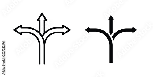 Tableau sur toile Three way icon simple illustration set. Black and white icons
