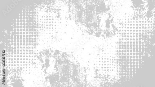 Gray and white grunge texture with halftone dots overlay effect graphic resource