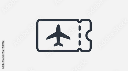 Flight booking icon minimal single graphic representation of an airplane ticket