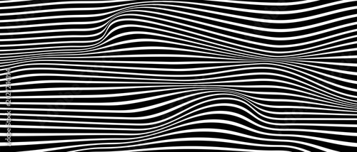 Quadro su tela Op art abstract geometric pattern, black and white vector illustration
