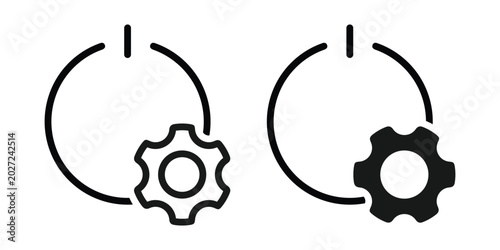 Foto Power On Off Settings Icon with Shutdown Symbol and Gear Sign