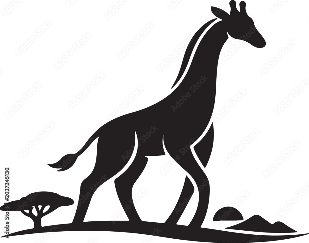 Fototapeta premium Vector silhouette of a giraffe