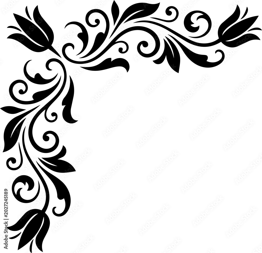 Fototapeta premium Elegant Tulip Flower Corner Border Frame Design