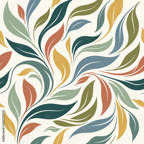 Vibrant multicolored leaf pattern design.