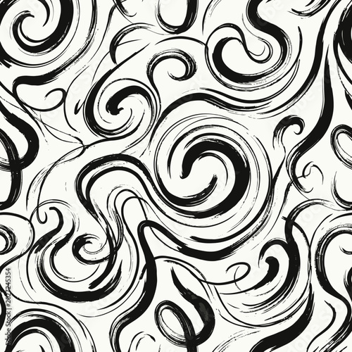 Black and white swirling abstract pattern.