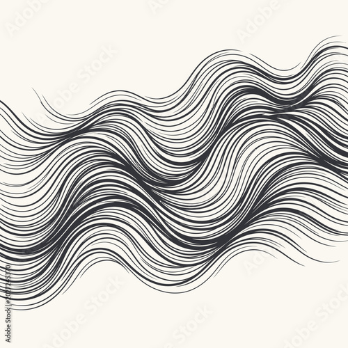 Black and white wavy lines illustration.