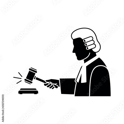 Bild auf Leinwand Judge with Gavel Striking Sound Block.