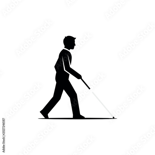 Canvastavla Man walking with white cane.