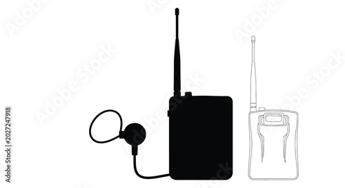 Obraz na płótnie Two way radio with headset silhouette