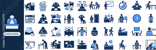 Photos Human Stress and Burnout flat icon set