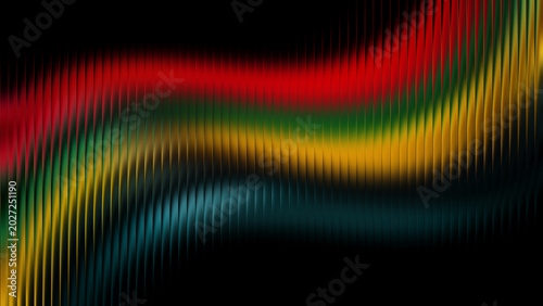 Vibrant abstract ribbons in red gold green and blue flowing during Juneteenth celebrations with a bokeh background