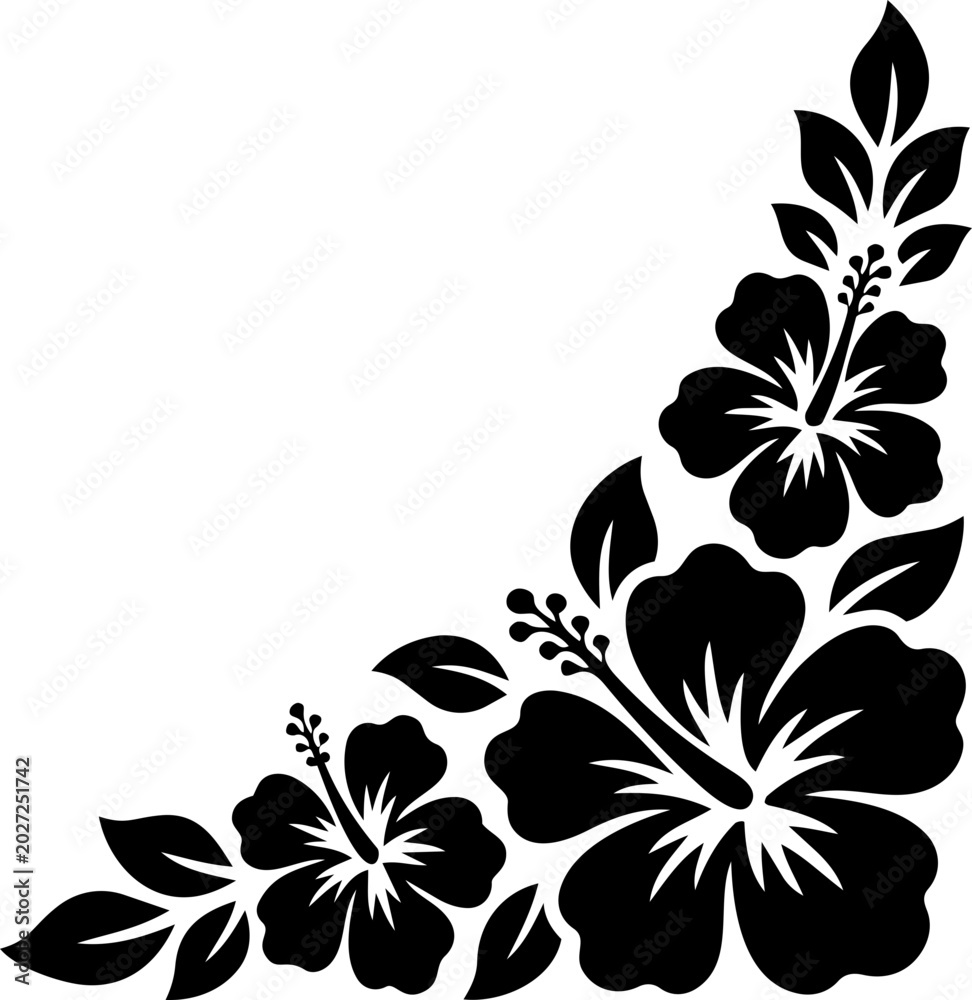Obraz premium Elegant Floral Corner Border Design with Botanical Flourishes