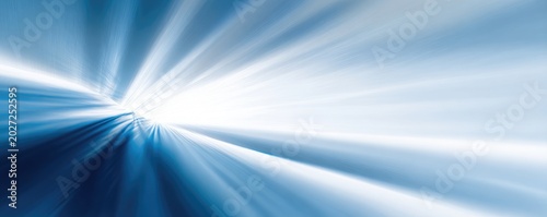 Radial blue light bursts emanate from a bright focal point