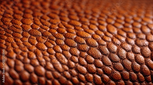 Close-up of pebbled brown leather texture, showing intricate patterns