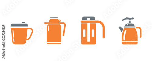 Quadro em tela Modern thermos bottle vector set isolated on white background.