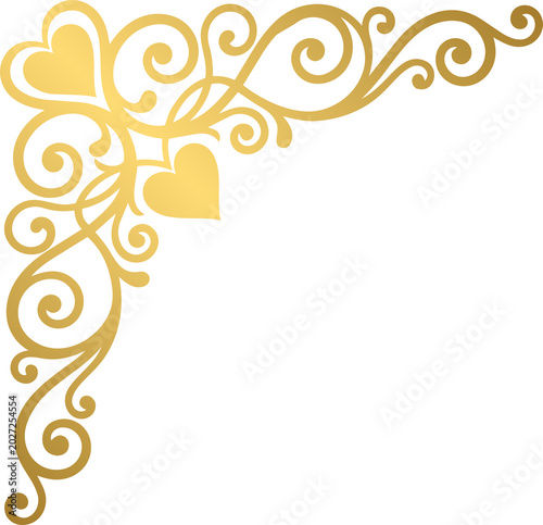 Golden Elegant Heart Shape Corner Border