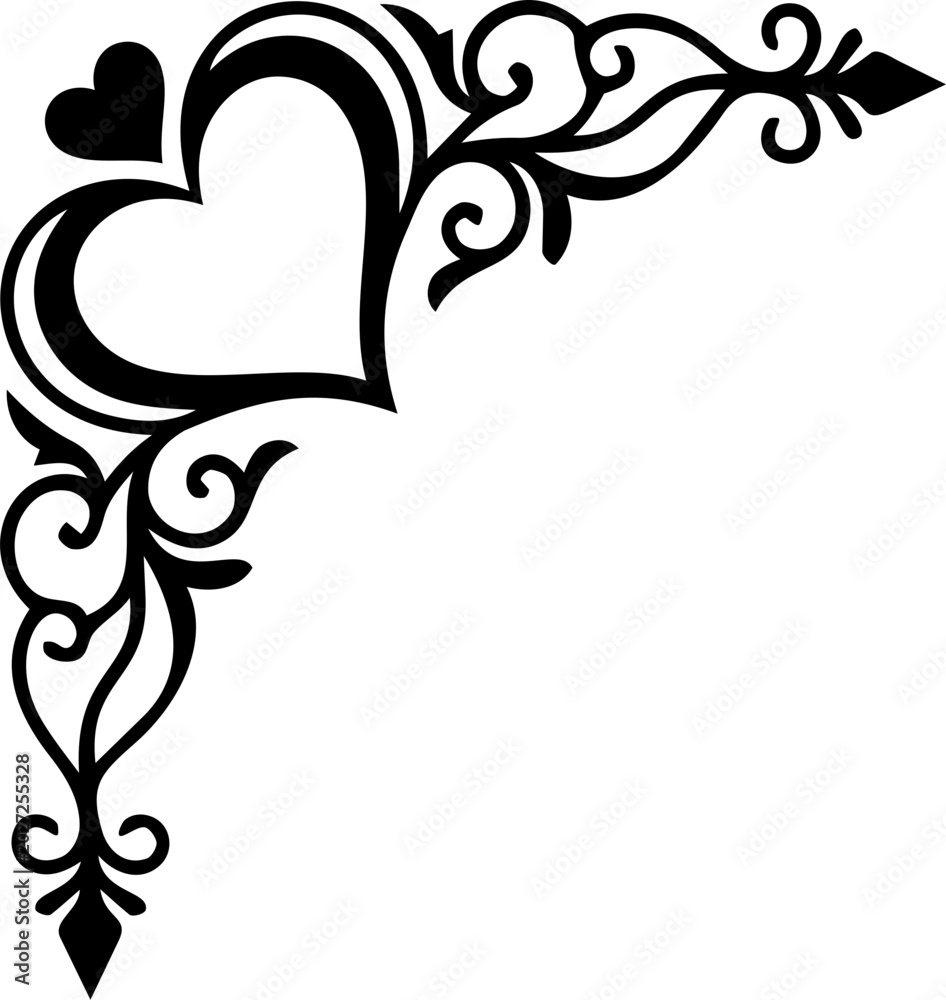 Fototapeta premium Elegant Heart Shape Corner Border